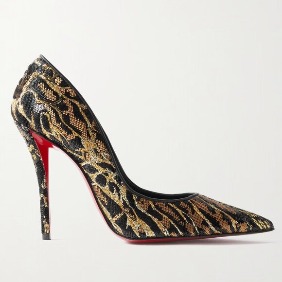 Christian Louboutin MISS Z OCELOT 100 Sequin Leopard Heels Pumps Shoes